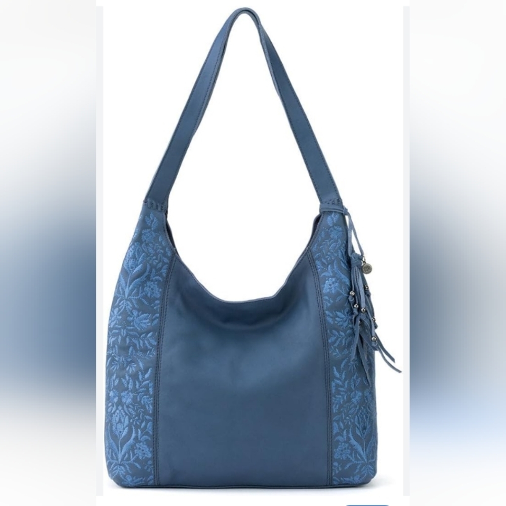 The Sak | Lake Wildflower Embroidery Huntley Leather Hobo Blues purse, bag